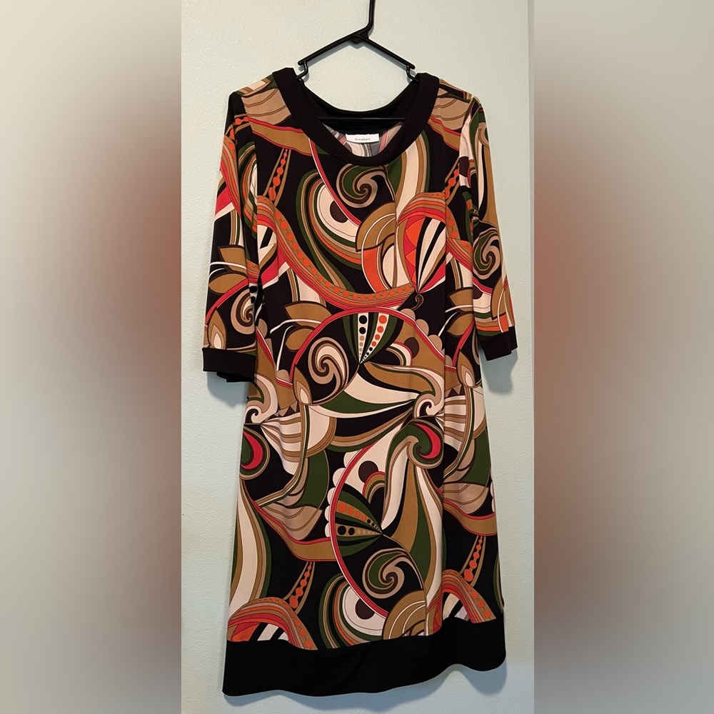 Dress Barn 3/4 sleeve Abstract Dress Size 14